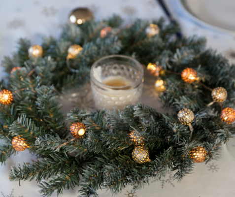 wreath with candle in middle