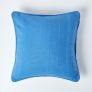 Cotton Rajput Ribbed Blue Cushion Cover