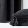 Cotton Rajput Ribbed Black Cushion Cover