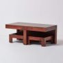 Dark Shade Dakota Compact Coffee Table Set with Two Stools Solid Wood