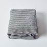 Cotton Cable Knit Grey Throw