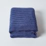 Cotton Cable Knit Navy Blue Throw