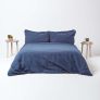 Navy Blue Linen Housewife Pillowcase, Standard