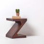 Modern Dakota Z Shaped Side Table Solid Mango Wood Dark Shade