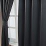 Black Herringbone Chevron Blackout Curtains Pair Eyelet Style, 90x72"
