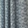 Blue Jacquard Curtain Vintage Floral Design Fully Lined