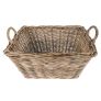 Grey Rattan Rectangular Wicker Storage Basket with Handles