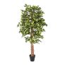 Green Artificial Ficus Tree with Twisted Real Wood Trunk, 6 Ft