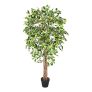 Variegated Green Ficus Tree Artificial Plant with Twisted Trunk, 6 Ft