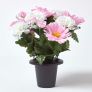 Baby Pink and White Artificial Flowers in Grave Vase