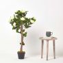 White Potted Rose Tree Artificial Plant with lifelike green leaves and single trunk, 90 cm