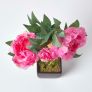 Pink Artificial Peonies in Decorative Black Pot, 48 cm Tall