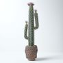 Large Saguaro Artificial Cactus with Flowers in Decorative Buddha Head Stone Pot, 78 cm Tall