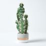 Prickly Pear Artificial Cactus in Contemporary Stone Pot, 40 cm Tall