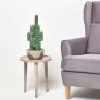 Saguaro Artificial Cactus in Geometric Stone Pot, 51 cm Tall