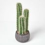 Artificial Columnar Cactus in Textured Stone Grey Pot, 53 cm Tall