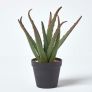Aloe Vera Artificial Succulent in Black Pot, 30 cm Tall