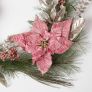 Pink & Green Poinsettia Christmas Garland, 182 cm