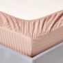 Taupe Beige Egyptian Cotton Satin Stripe Fitted Sheet 330 Thread count