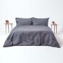 Dark Grey Linen Housewife Pillowcase, King