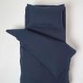 Navy Linen Cot Bed Duvet Cover Set 120 x 150 cm