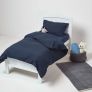 Navy Linen Cot Bed Duvet Cover Set 120 x 150 cm