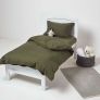 Green Linen Cot Bed Duvet Cover Set 120 x 150 cm
