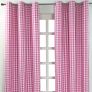 Cotton Pink Block Check Gingham Ready Made Eyelet Curtains
