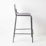 Black and Silver Ludwig Metal Barstool Industrial style with Back Rest and Foot Rest, 100cm High