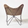 Brown Leather Diamond Butterfly Chair