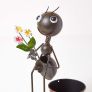Metal Ant with Bouquet and Flower Pot, 32 cm Tall