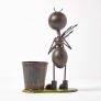 Metal Ant with Bouquet and Flower Pot, 32 cm Tall