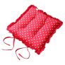 Reversible Red Frilled Cushion Seat Pad with Ties Owls
