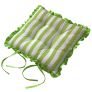 Reversible Green Frilled Cushion Seat Pad with Ties Retro Flower