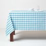 Blue Block Check Cotton Gingham Tablecloth