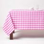 Pink Block Check Cotton Gingham Tablecloth