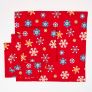 Christmas Red Snowflake Cotton Fabric 4 Napkins Set
