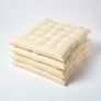 Cream Plain Seat Pad with Button Straps 100% Cotton 40 x 40 cm