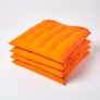 Orange Plain Seat Pad with Button Straps 100% Cotton 40 x 40 cm