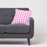 Pink Block Check Cotton Gingham Cushion Cover