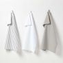 Striped Grey Cotton Tea Towels Set Of Three