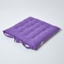 Purple Plain Seat Pad with Button Straps 100% Cotton 40 x 40 cm