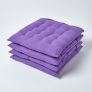 Purple Plain Seat Pad with Button Straps 100% Cotton 40 x 40 cm