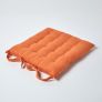 Burnt Orange Plain Seat Pad with Button Straps 100% Cotton