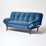 Bailey Velvet Sofa Bed with Armrests, Navy