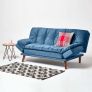 Bailey Velvet Sofa Bed with Armrests, Navy