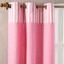 Polka Dots Pink Ready Made Eyelet Curtain Pair