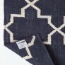 Edmonton Handwoven Navy Blue and White Cotton Geometric Kilim Rug