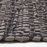 Grey Recycled Leather Handwoven Herringbone Rug 