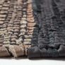 Black Recycled Leather Handwoven Herringbone Rug 